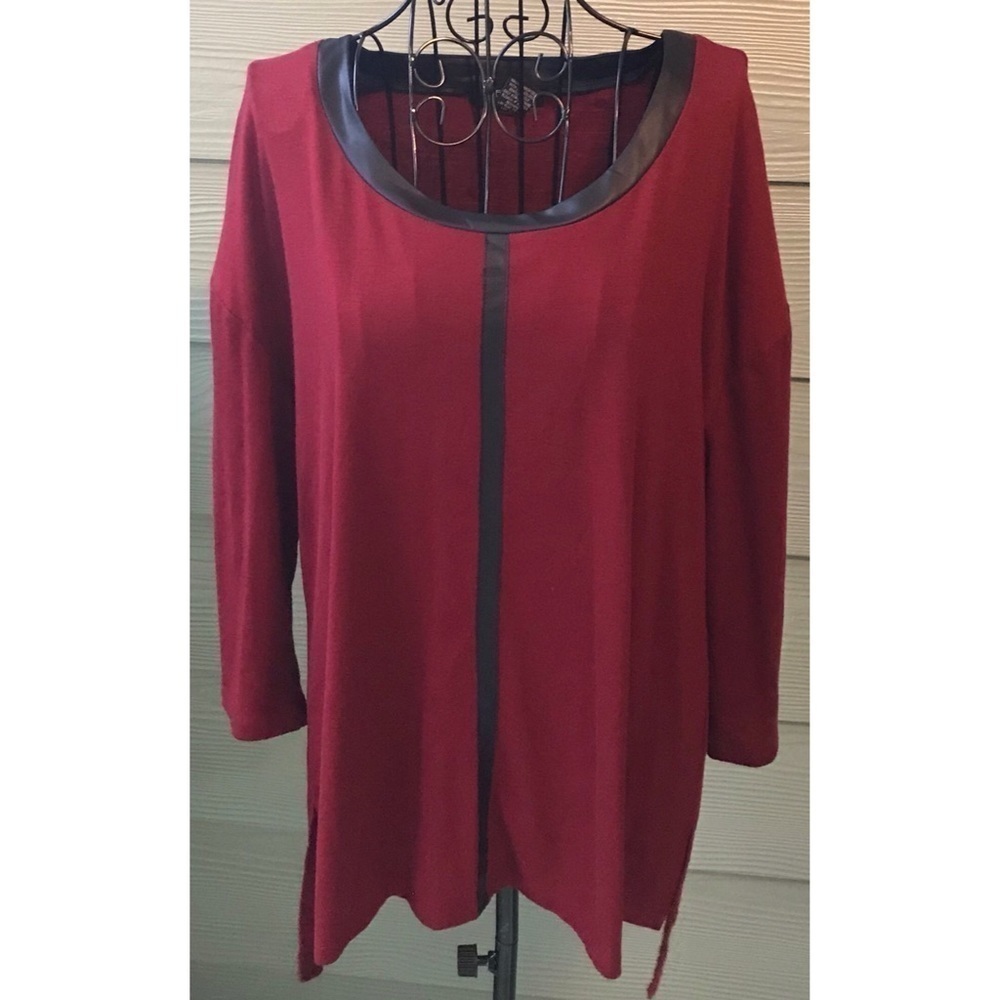 Verve Merlot Faux Leather Tunic